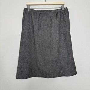 VTG Pendleton Virgin Wool Skirt Sz 10 Gray Herringbone Pocket Academia Old Money